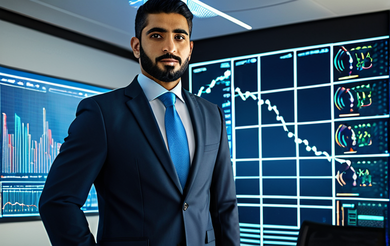 A distinguished professional Arab male financial expert, fully clothed in a modest, modern business suit with subtle traditional embroidery, stands confidently in a sleek, futuristic financial technology office. The background showcases translucent holographic displays projecting intricate blockchain networks and secure financial graphs, bathed in soft, professional lighting. The image conveys innovation, trust, and advanced digital finance. Perfect anatomy, correct proportions, natural pose, well-formed hands, proper finger count, natural body proportions, appropriate attire, professional dress, safe for work, appropriate content, professional.