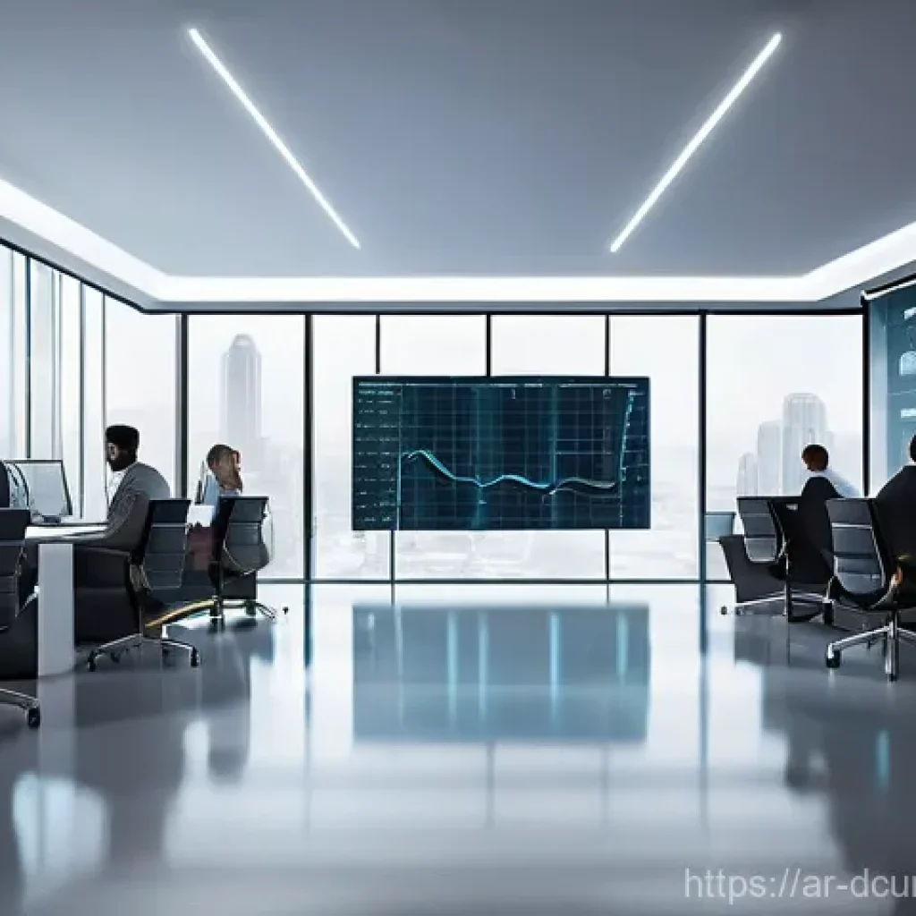 디지털화폐 투자 전략 - The scene features a group of diverse, professionally and modestly dressed business individuals (men...