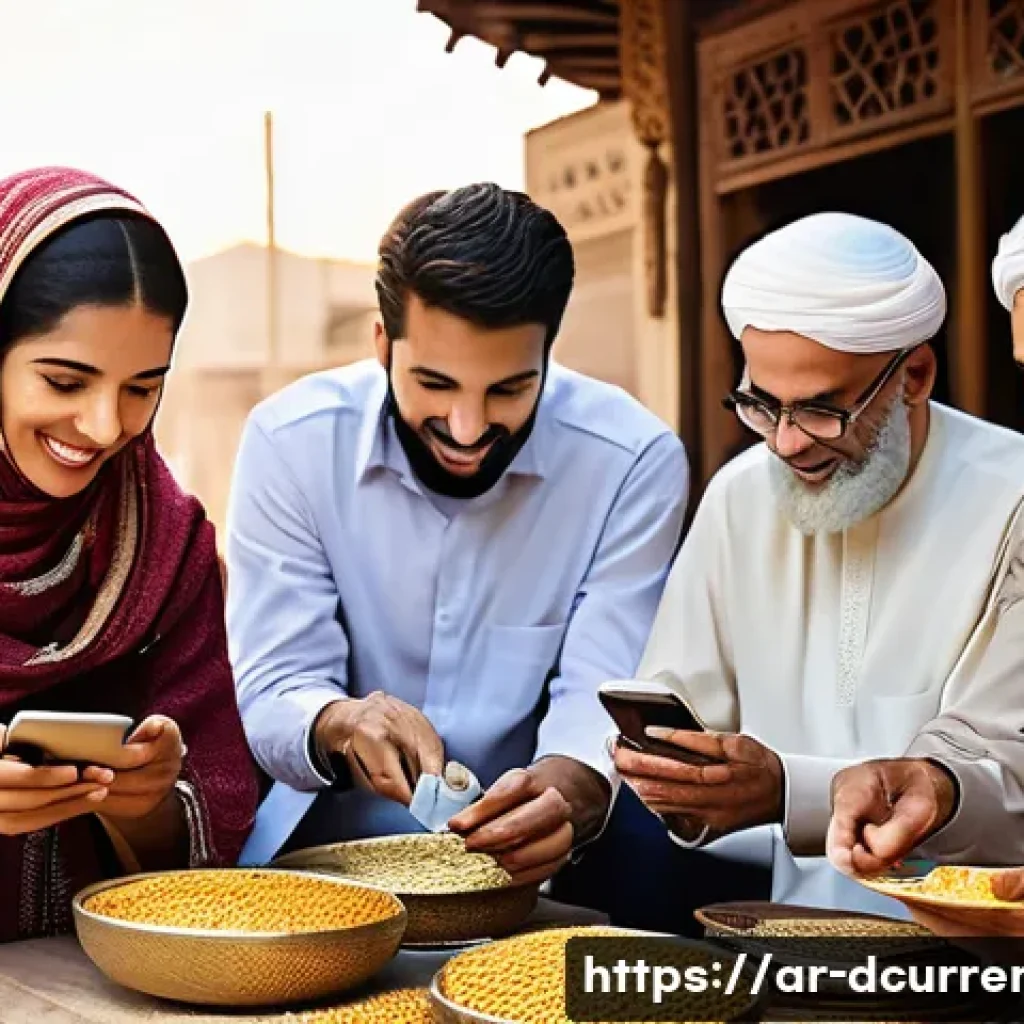 디지털화폐와 글로벌 결제 네트워크 - **Financial Empowerment in a Traditional Setting:**
    A vibrant, realistic image set in a bustling...