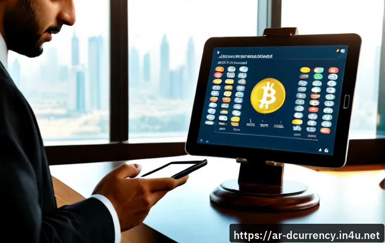디지털화폐 법적 규제 현황 - Photorealistic financial regulation scene in a modern Gulf Arab government office, Arab legal expert...